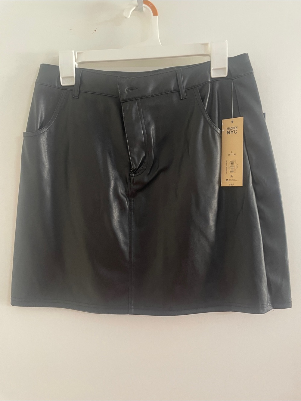 Madden NYC Black Faux Leather Mini Skirt